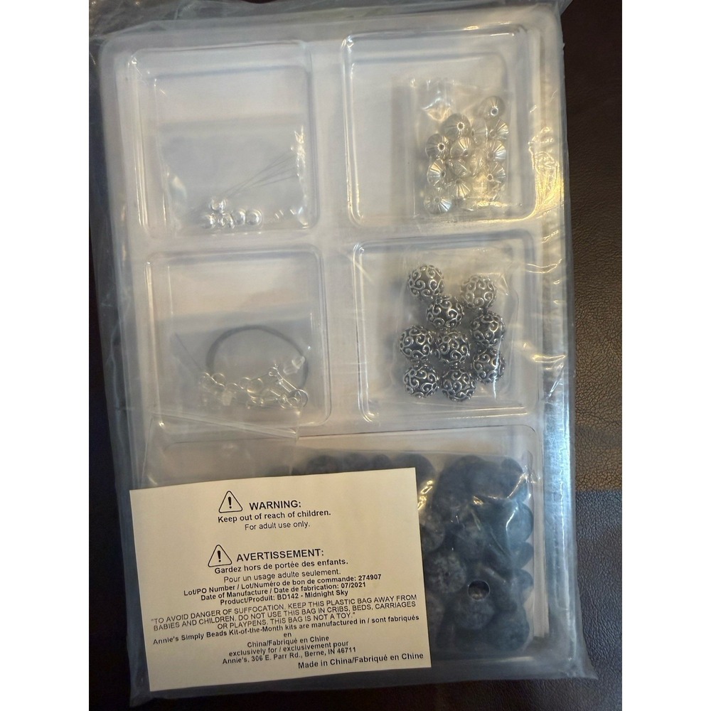 Annie's Simply Beads Kit Midnight Skies Sodalite Rounds Necklace Beautiful Craft - Picture 2 of 4